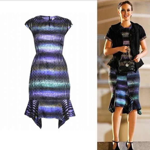 ASO BLAIR WALDORF PETER PILOTTO Digitally Printed Silk Dress Knee length sz 4 US - Picture 2 of 16